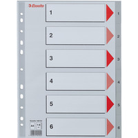 Przekadki plastikowe szare PP A4 1-6 numeryczne 100104 ESSELTE