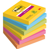 Bloczek samoprzylepny 76x76mm 90k mix kolorw (6szt) CARNIVAL POST-IT Super Sticky 3M