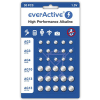 Bateria EVERACTIVE AG3/AG4/AG10/AG13 1, 5V guzikowa blister mix (30szt)