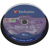 Pyta DVD+R 8, 5GB VERBATIM DL cake (10szt) DoubleLayer 8x MattSil 43666