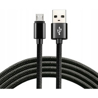 Kabel USB-A -> microUSB 1m 2, 4A pleciony czarny EVERACTIVE (CBB-1MB)