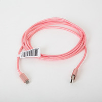 Kabel USB-A -> microUSB 2m pleciony jasny rowy OMEGA IGUANA (43937)