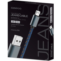 Kabel USB-A -> microUSB 1m 2A pleciony niebieski OMEGA JEANS (44200)