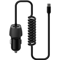 adowarka samochodowa USB-A 3, 4A + kabel USB-C 15W PLATINET SPIRAL czarna (45483)