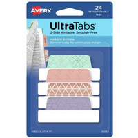 Zakadki indeksujce samoprzylepne 63, 5x25, 4mm kolorowe ze wzorem Ultra Tabs 30123 AVERY ZWECKFORM