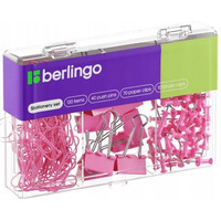 Zestaw 40 pinezek 70 spinaczy 10 klipów różowy 353631 BERLINGO