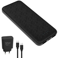 Powerbank 10000mAh + adowarka sieciowa 230V USB-C 20W + kabel USB-C -> USB-C 1m PLATINET czarny (45993)