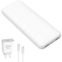 Powerbank 10000mAh + adowarka sieciowa 230V USB-C 20W + kabel USB-C -> USB-C 1m PLATINET biay (45998)