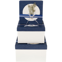 Zestaw pudełek ozdobnych KWADRAT WRZOS/BLUE (3szt) ROZETTE